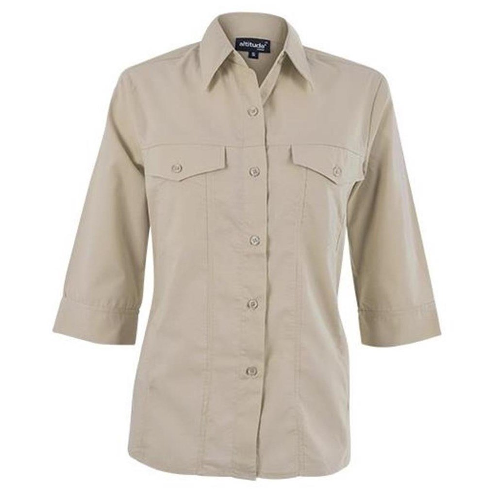 Ladies 3/4 Sleeve Sally Casual Shirt - Stone