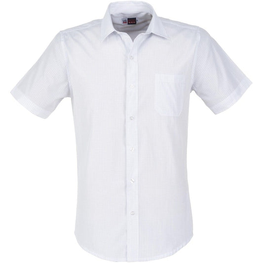 Mens Short Sleeve Huntington Shirt - White Light Blue