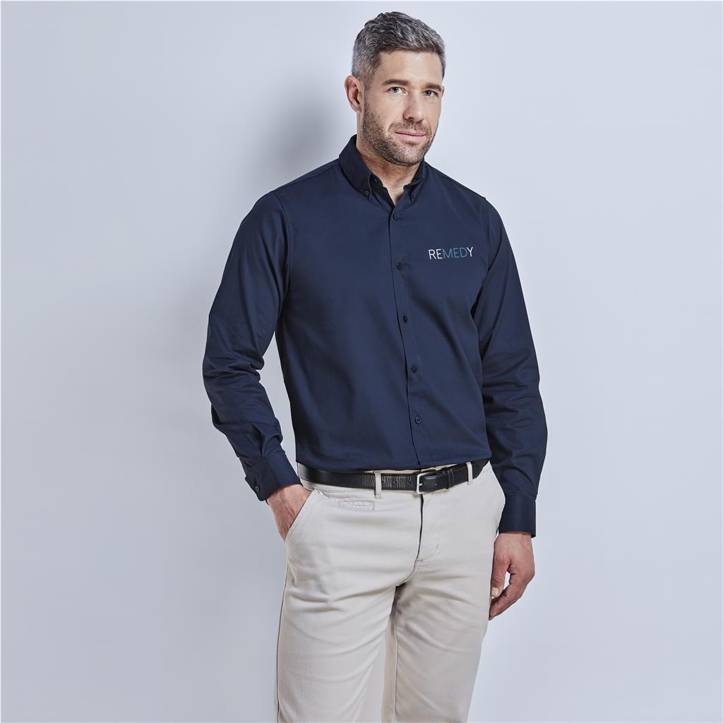 Mens Long Sleeve Cotton Twill Moderna  Golf Shirt