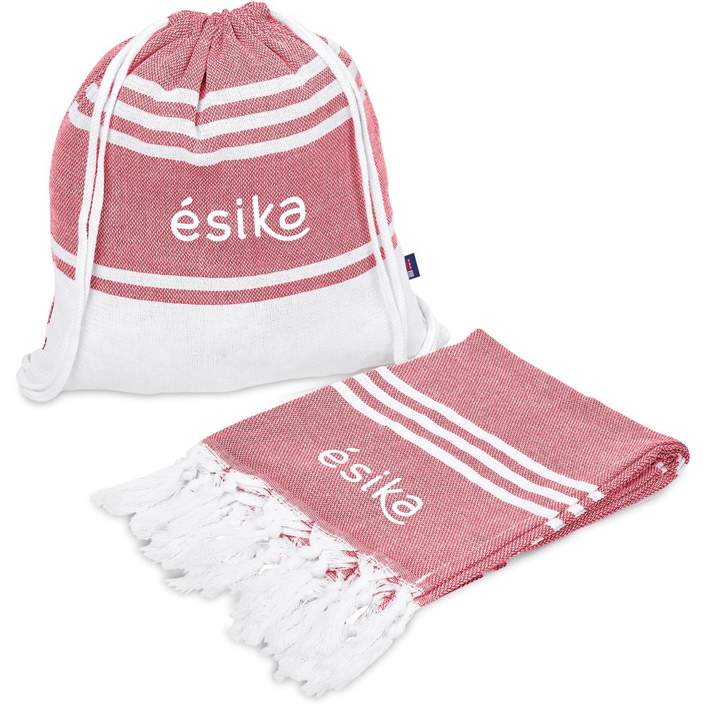 US Basic Santa Cruz Cotton-Rich Beach Towel & Drawstring Bag